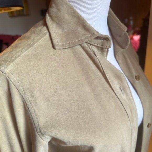 FACONNABLE Beige Suede Button Down Shirt Jacket – XS - Picture 8 of 13